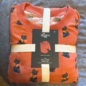 American Eagle Outfitters Rust Cat Print Pajama Set